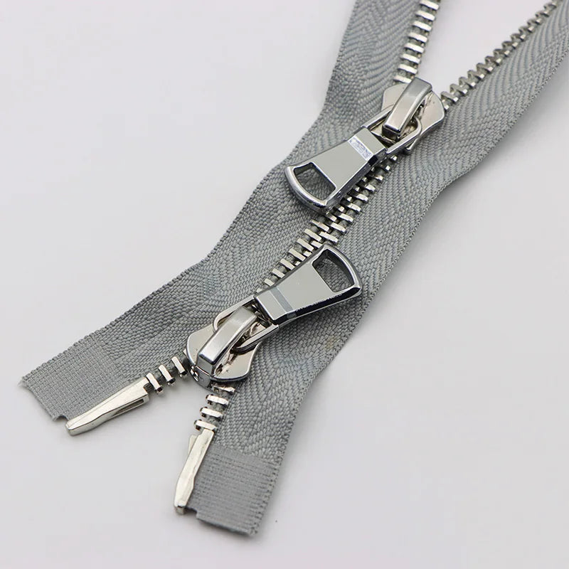 Meetee 1/20pcs 80/100/120cm 8# Double Sliders Zipper Metal Open-End Zips for Down Jacket Coat Repair Parts Zippers DIY Sewing Zip