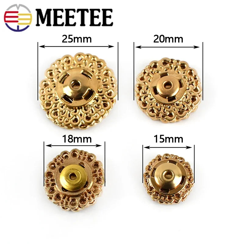 30/950Sets Meetee Round Metal Snap Buttons Invisible Coat Button Sweater Stud Fastener Buckles DIY Clothing Sewing Accessories