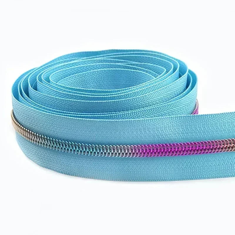 8/300Meters 5# Nylon Zippers Colorful Tooth Coil Zipper for Garment Bags Zip Tape Repair Kit DIY Clothes Tailor Sewing Accessory