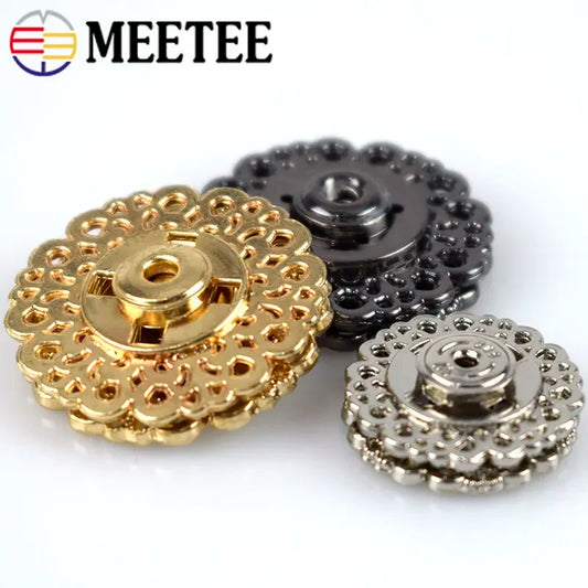 30/950Sets Meetee Round Metal Snap Buttons Invisible Coat Button Sweater Stud Fastener Buckles DIY Clothing Sewing Accessories