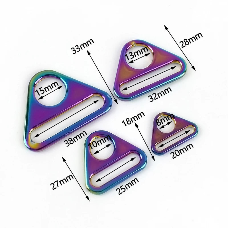 8/300Pcs 20/25/32/38mm Metal Buckles Rainbow D Rings for Bag Belt Strap Adjust Tri-Glides Sliders Buckle DIY Hardware Accessories