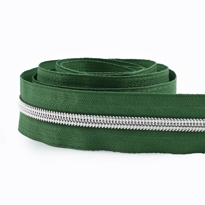 8/300M 5# Sewing Nylon Zipper Tape Silver Teeth Decor Zip Roll Jacket Bag Closure Zippers Repair Kits DIY Zips Replace Supplies