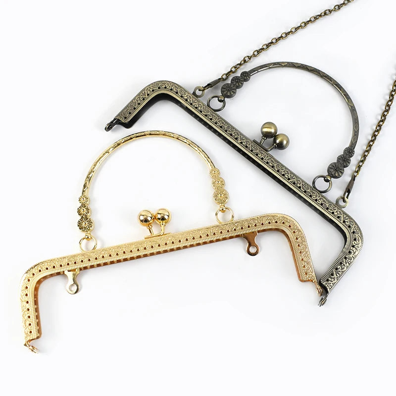 2/50Pcs 18cm/20cm Metal Purse Frame Bags Kiss Clasp Lock Handbag Clasps Clip Buckle DIY Bag Handle Making Hardware Accessories