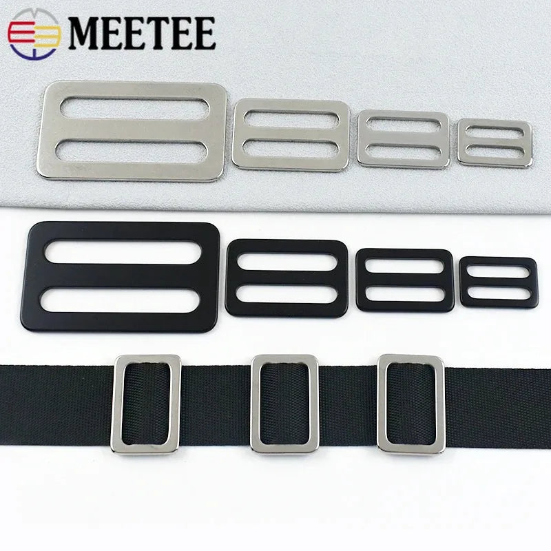 20/700Pcs Stainless Steel Adjust Buckle 20-50mm Webbing Strap Slider Tri-Glide Carabiner Clip Pet Collar Belt Ring Clasp Fastener