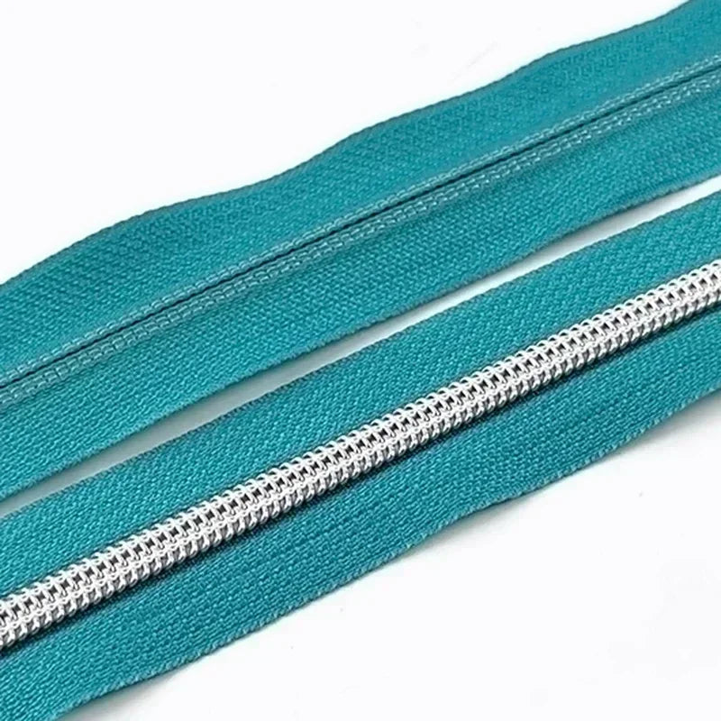 8/300M 5# Nylon Zippers Tapes Gold Silver Teeth Zipper for Sewing Bag Zips Purse Garment Zip Repair Kit DIY Accessories