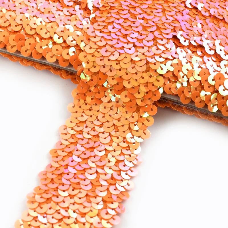 5/120Meters 45mm Sequins Stretch Lace Ribbons Laces Trim Elastic Band Dance Dress Clothes Decoration Ribbon Sewing Accessories