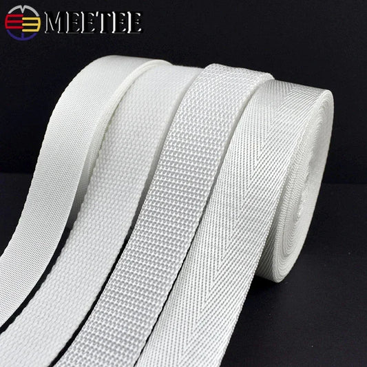 8/200Meters White Nylon Webbing 20-50mm Bag Shoulder Strap Tape Clothes Decorative Sewing Ribbon Bias Binding Accessories