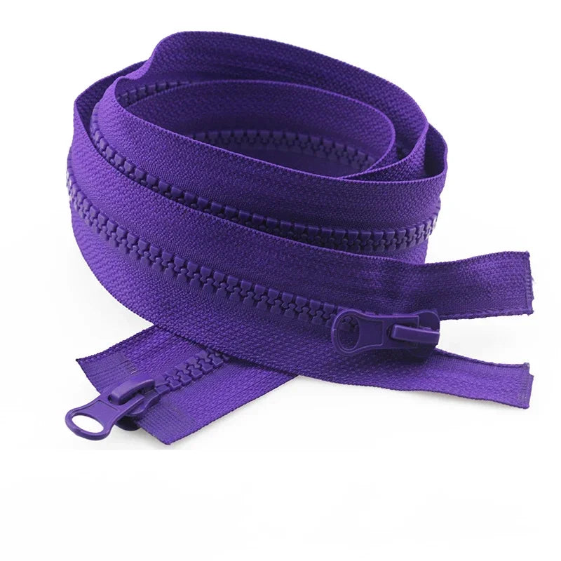 8/200Pcs 5# 80-150cm Resin Zipper Open-end Double Slider Long Zippers Down Jacket Overcoat Zipp Clothes Bags Zip Repair Sewing Accessory