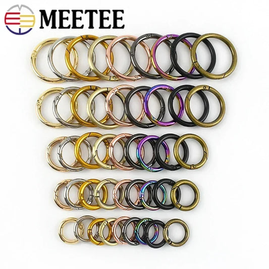 20/640Pcs 16-50mm Metal O Ring Buckles Circle Openable Keychain Rings Bag Strap Belt Snap Clasp Clip Hook Dog Collar Accessories