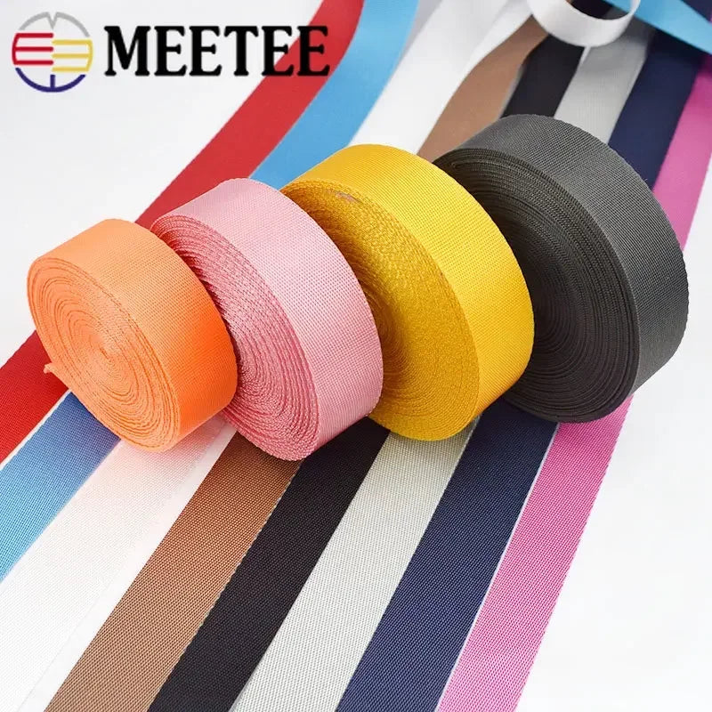 8/200Meters Colorful Nylon Webbing Strap 20-50mm Decor Ribbon Backpack Safety Belt Bias Binding Tape DIY Clothes Sewing Accessories