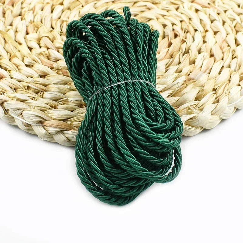 25/930M 3mm Polyester Twisted Braided Cord 3 Shares Ropes for Bag Strap Curtain Decorative Gift Box Rope DIY Sewing Accessory