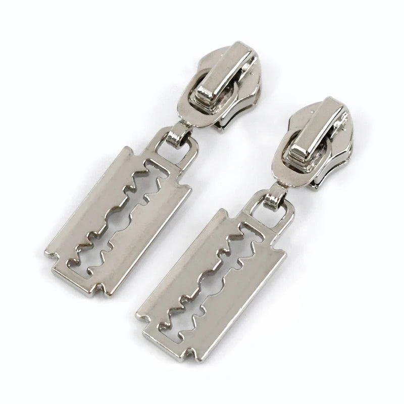 15/500Pcs 5# Zipper Sliders for Metal Nylon Resin Zips Tape Bag Clothes Decor Zip Head Puller Repair Kit DIY Sewing Accessories