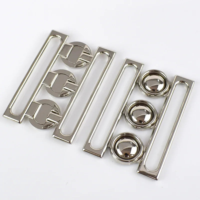 Meetee 3/100pcs 60mm Metal Buckles Women Coat  Down Jacket Waistband Belt Clasp DIY Garment Buttons Decoration Sewing Accessories