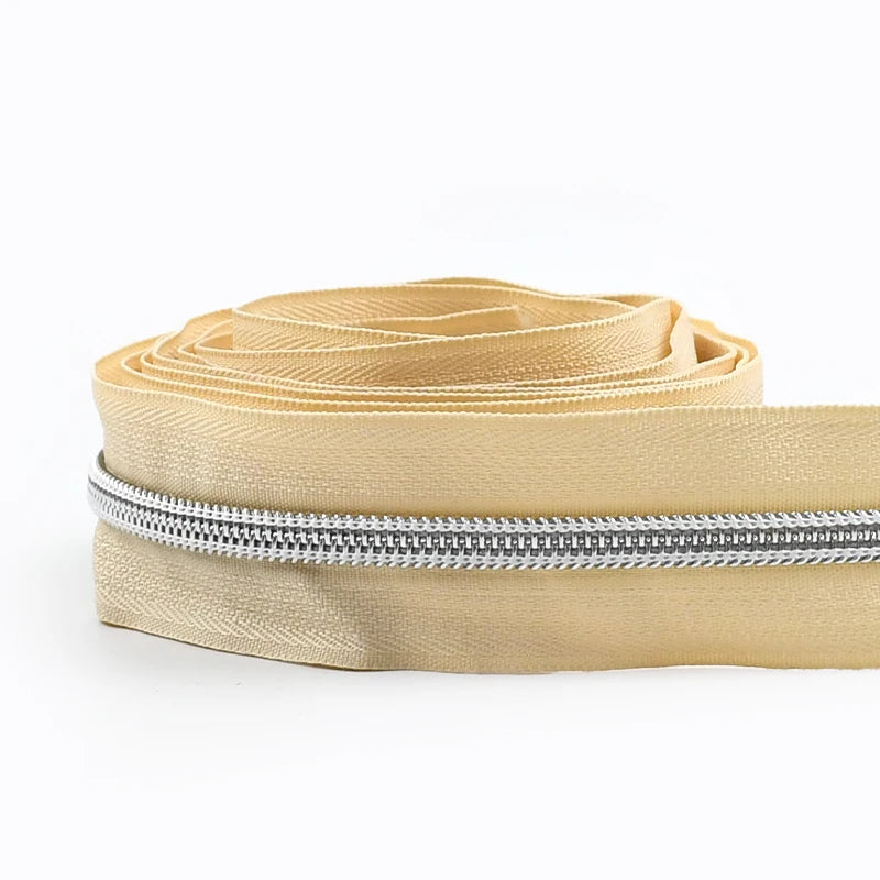 8/300M 5# Sewing Nylon Zipper Tape Silver Teeth Decor Zip Roll Jacket Bag Closure Zippers Repair Kits DIY Zips Replace Supplies