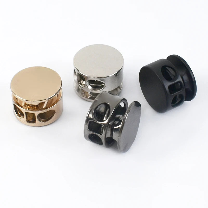 25/600Pcs Metal Cord Lock Double Hole Spring Stopper Cloth Elastic Buckles Bag Cords End Hat Rope Clasps DIY Sewing Accessories