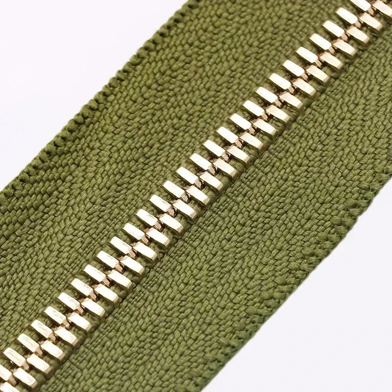 2/50Yards 5# Colorful Metal Zipper Gold/Sliver Teeth Double Pull Open-end Zips Tape Bag Garment Zip Repair Kit Sewing Accessory