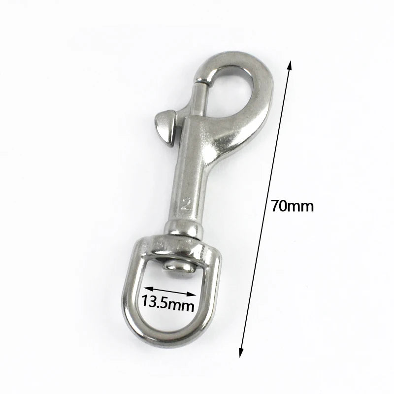 3/100Pcs Stainless Steel 316 Metal Buckles Oval Single End Swivel Eye Bolt Snap Hook Dog Leash  Strap Clasp Carabiner Diving