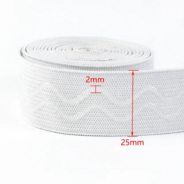 10Meters Meetee 2/5/10M 25mm Non-slip Silicone Black Elastic Band Sportswear Belt Elasticity Webbing DIY Outdoor Clothing Sewing Material