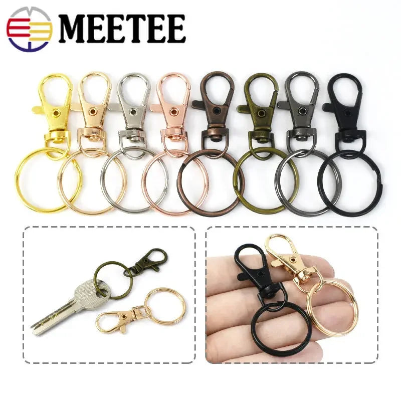 25/800Pcs Meetee Metal Buckle Swivel Lobster Clasp Snap Hook Trigger Clips Buckles for Keychain O Ring Bag Hardware Accessories