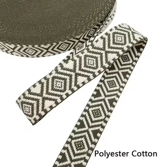 5/200Meters Meetee 38mm Colorful Jacquard Cotton Webbing Ribbon Canvas Straps Bag Shoulder Strap Clothing Band Sewing Accessorie