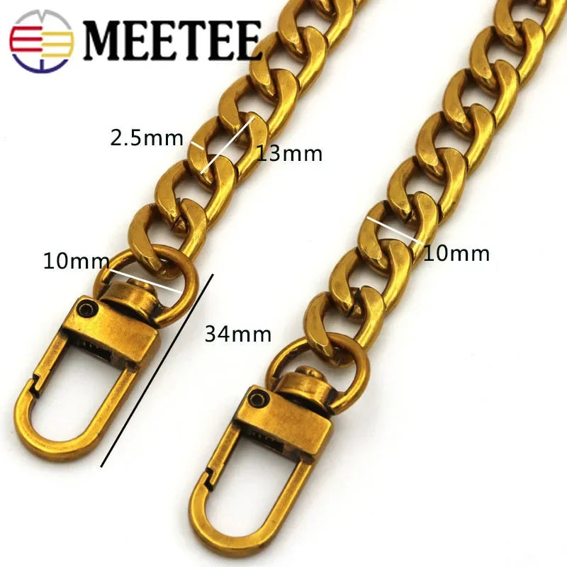 2/50Pcs Meetee 10mm Bag Chain Clasp Buckles DIY Replacement Shoulder Bags Straps Metal Chains Belt Accessories Hardware BF305