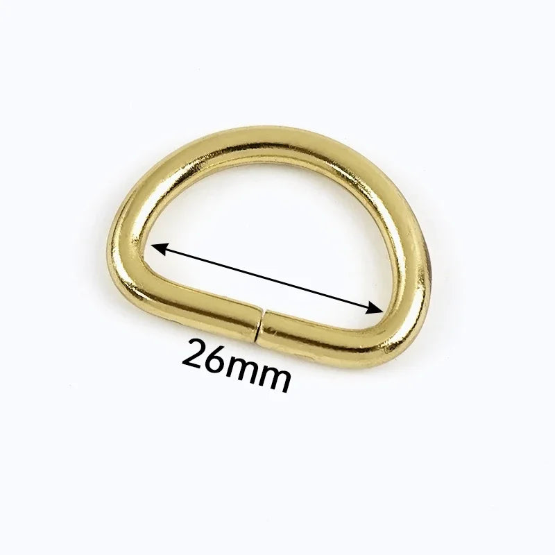 25/800Pcs 10-38mm Solid Brass Non Welded D Rings Square Bag Buckle Handbag Strap Clasp Webbing Dog Leash Adjuster Loops Hardware