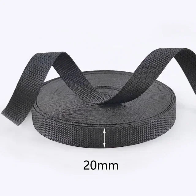 15/500M Black PP Polypropylene Webbing Tape for Bag 20-100mm Ribbon Strap By The Meter 1.3mm Thick Seat Belt Webbings SewingSupplies