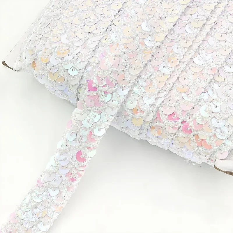 20/100Meters 2cm Sequin Lace Trim Braided Decoration Ribbons Stage Costumes Hat Webbing Trimming DIY Sewing Accessories