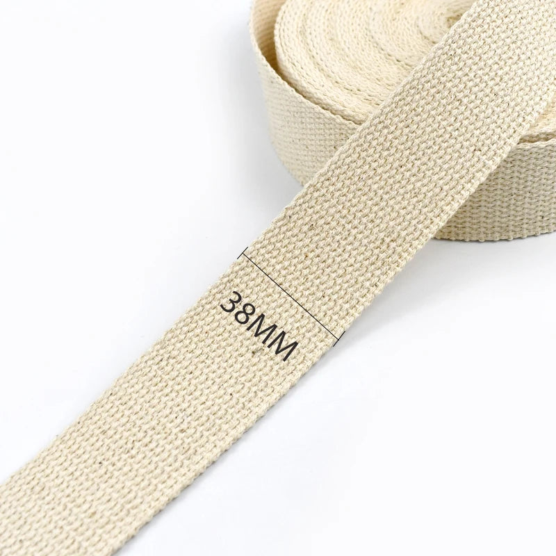 15/500Meters 1.5mm Thick Cotton Webbing Tapes 10-50mm Beige Canvas Ribbon Band Bag Webbings Strap Belt Sling Sewing Bias Accessoreis