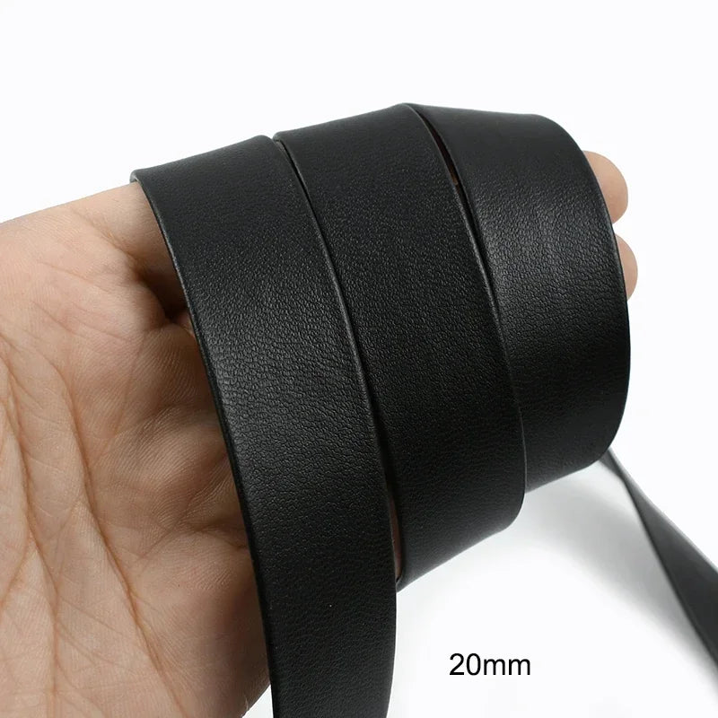 20/50Meters 5-30mm Black PU Leather Ribbon Soft Flat Cord for Handbag Straps Jewelry Necklaces Sewing Decor Craft Webbing Supplies