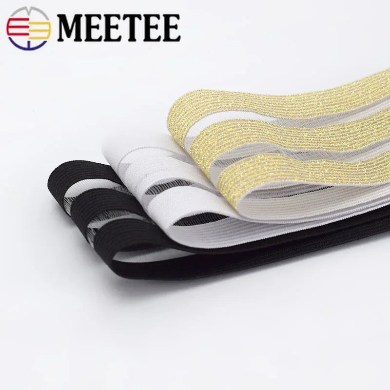 8/200Meter 5cm/9cm Gold Silver Glitter Transparent Elastic Band Webbing DIY Pants Waist Belt Rubber Bands Sewing Accessories