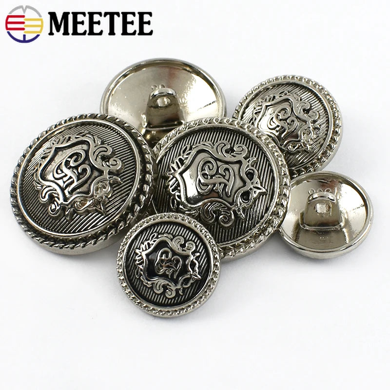 100Pcs Meetee Silver Retro Round Metal Buttons Coat Jacket Jean Decor Buckle Clothes Bag Sewing Button DIY Garment Accessories