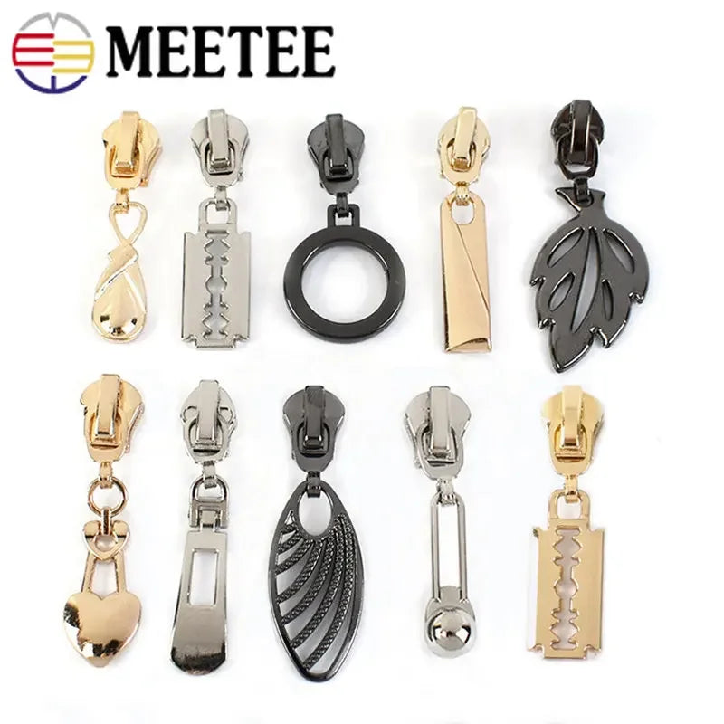 15/500Pcs 5# Zipper Sliders for Metal Nylon Resin Zips Tape Bag Clothes Decor Zip Head Puller Repair Kit DIY Sewing Accessories
