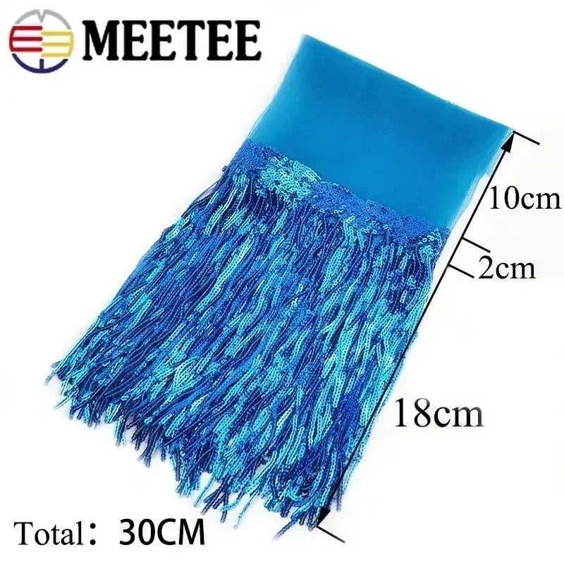 5/200Yards Meetee 10/18cm Sequin Tassel Lace Trim Fringe Trimming Ribbon for Clothing Dress Decoration DIY Sewing Accessories