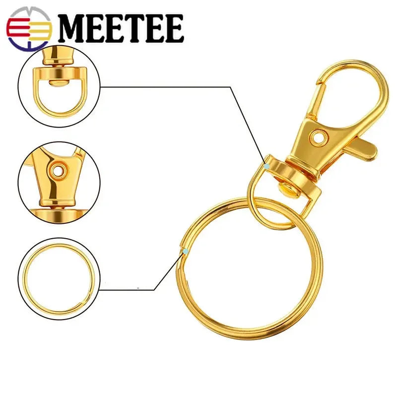 25/800Pcs Meetee Metal Buckle Swivel Lobster Clasp Snap Hook Trigger Clips Buckles for Keychain O Ring Bag Hardware Accessories