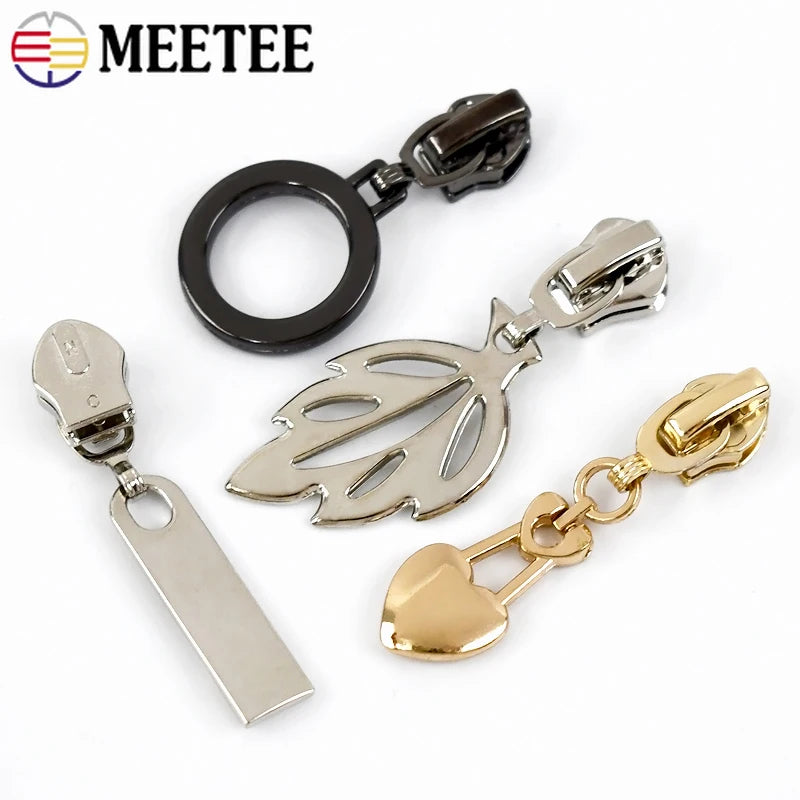 15/500Pcs 5# Zipper Sliders for Metal Nylon Resin Zips Tape Bag Clothes Decor Zip Head Puller Repair Kit DIY Sewing Accessories