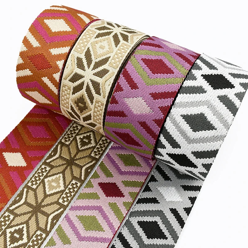 3/100Meters 50mm Jacquard Webbing Tapes for Strap Ethnic Ribbon Band Luggage Decorative Lace Webbings Sewing Bias Accessories