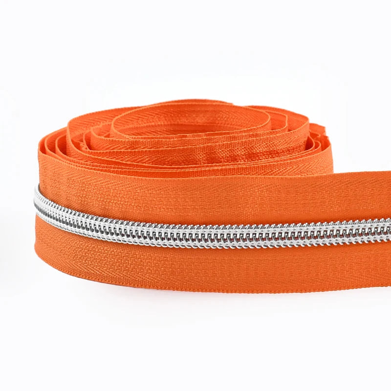 8/300M 5# Sewing Nylon Zipper Tape Silver Teeth Decor Zip Roll Jacket Bag Closure Zippers Repair Kits DIY Zips Replace Supplies