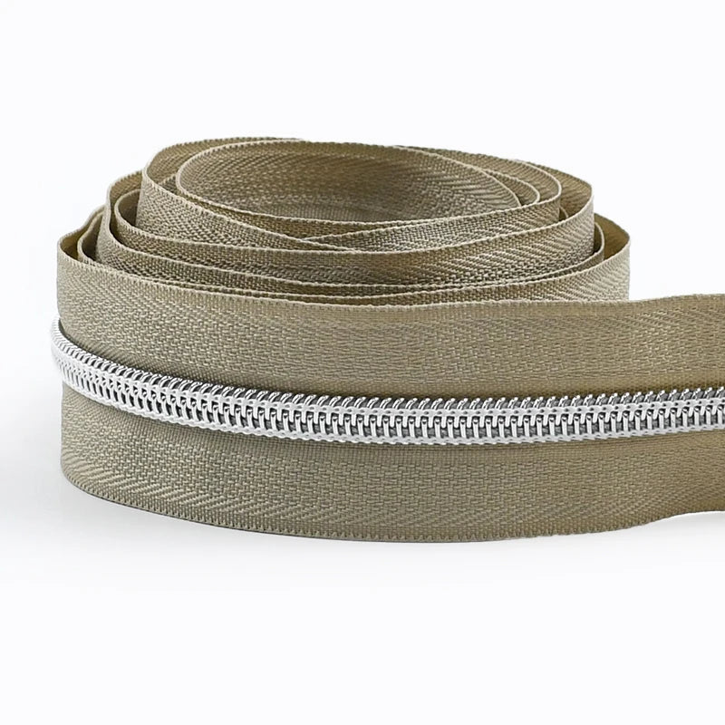 8/300M 5# Sewing Nylon Zipper Tape Silver Teeth Decor Zip Roll Jacket Bag Closure Zippers Repair Kits DIY Zips Replace Supplies