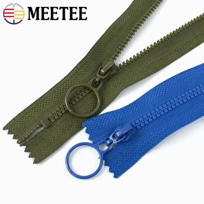 15/500pcs Meetee 3# Resin Zippers Closed 25cm Open-end 60cm Ring Puller Zipper for Bags Wallet Purse Garment Sewing Accessories