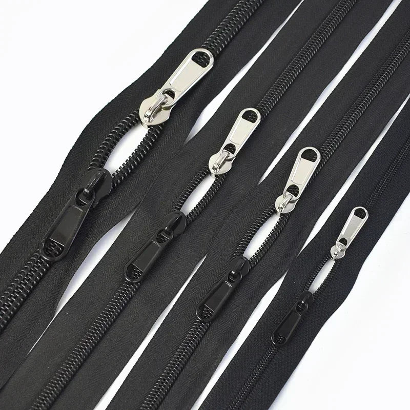 20Pcs 3# 5# 8# 10# Nylon Zippers Tape + Zipper Sliders 5Meters Clothes Sewing Zip Roll Replace Repair Zips Pull Head Closure Accessory
