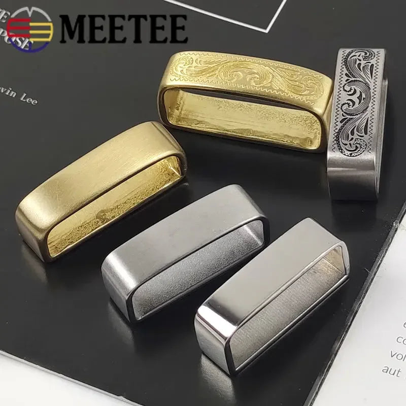 2/70Pcs Meetee 35-40mm Metal Pure Copper Belts Loops Hook Solid Brass O D Ring Belt Buckle for Men's Clothing Craft Hardware Accessories