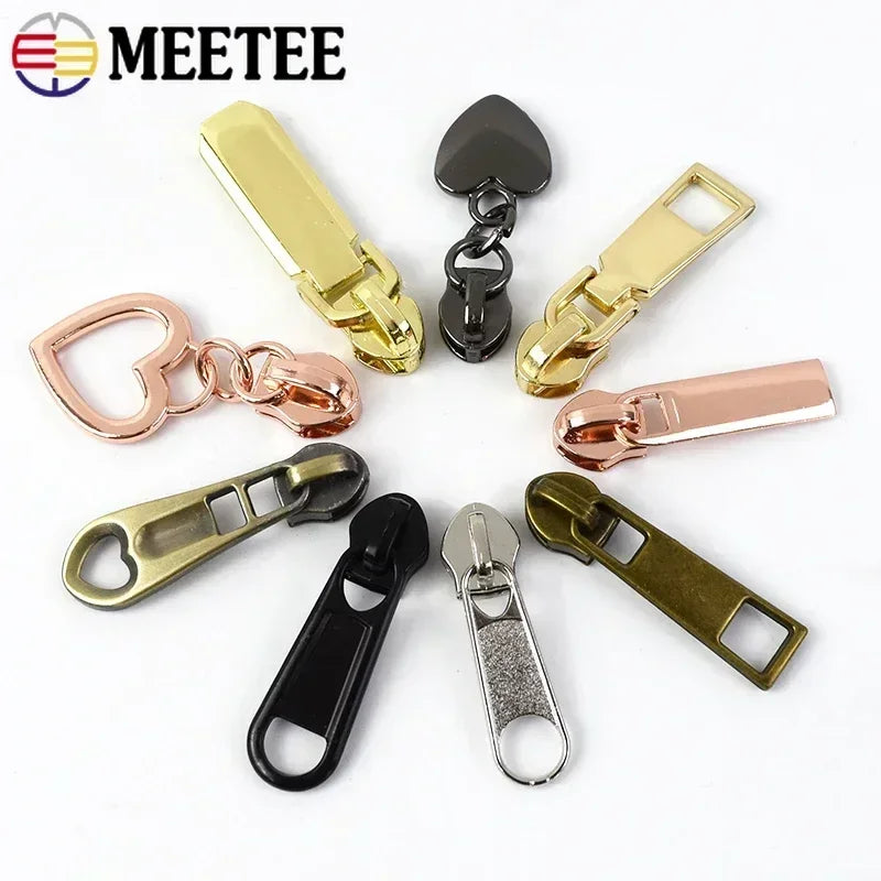 20/600Pcs Meetee Zipper Slider for 5# Nylon Zippers Tapes Backpack Jacket Zip Puller Head Repair Kit DIY Sewing Accessories