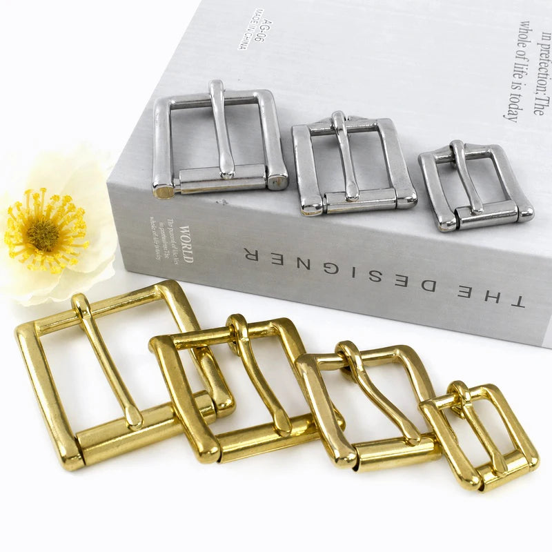 3/100Pcs 13-38mm Stainless Steel Brass Belt Roller Buckle Single Pin Heel Bar Buckles Leather Craft Bag Strap Webbing Hardware