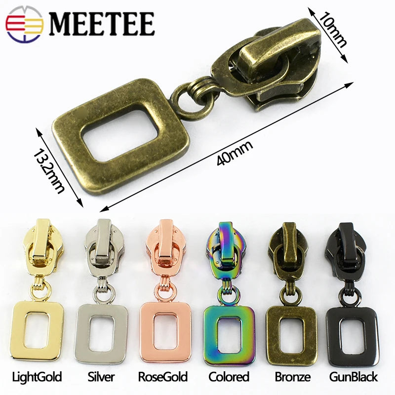 15/500Pcs Meetee Zipper Slider for 5/7# Nylon Zippers Bags Pocket Zip Pull Head Repair Kits Replacement DIY Garment Accessories