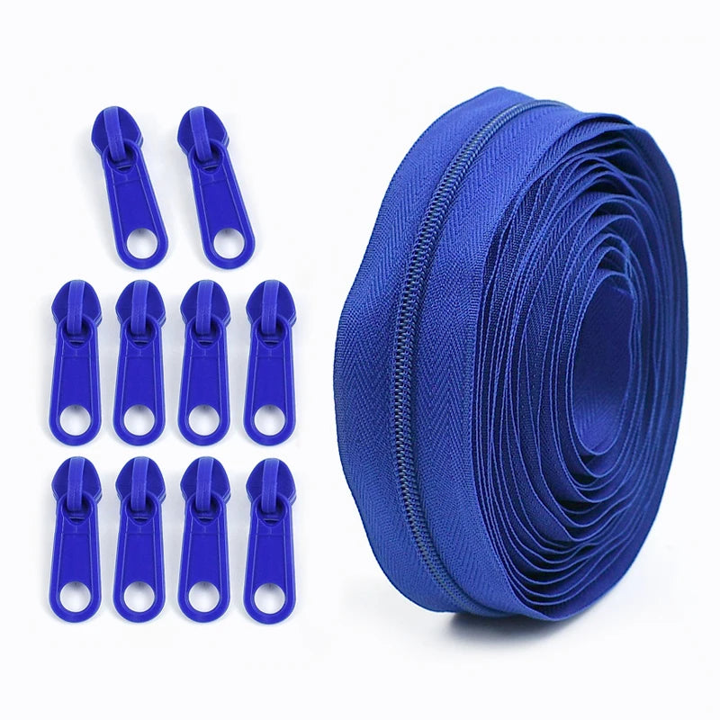 2/50Sets 3# Nylon Zipper Tape Assortment Kit Zippers for Sewing Coil Zip Strip Roll with Zips Sliders DIY Bags Clothing Craft Accessories