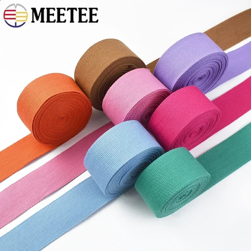 3/100Meters 50mm Thick 2mm Canvas Polyester Cotton Webbing Label Ribbon Bags Backpack Belt Strap Bias Binding Tape DIY Sewing Craft