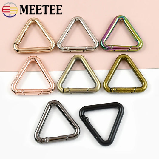 15/500Pcs Metal Triangle Spring Ring Openable Bag Belt Strap Buckle Carabiner Connect Keyring Dog Chain Snap Clasp Trigger Hook