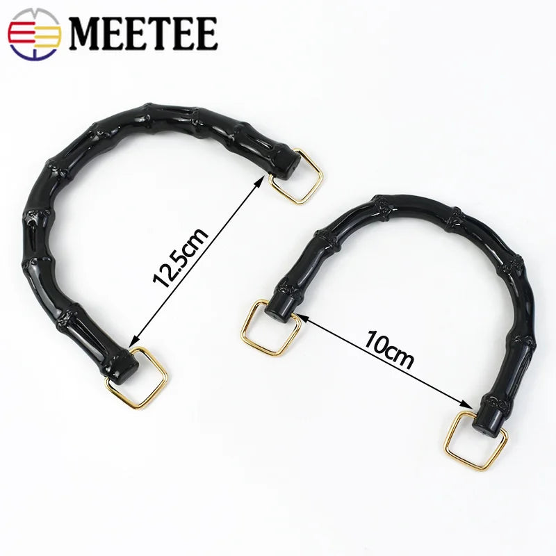 5/100Pcs Bmitation Bamboo Handle Purse Handles with Buckle Plastic Handbag Handles for Women Weaving Bag Hardware Accessories