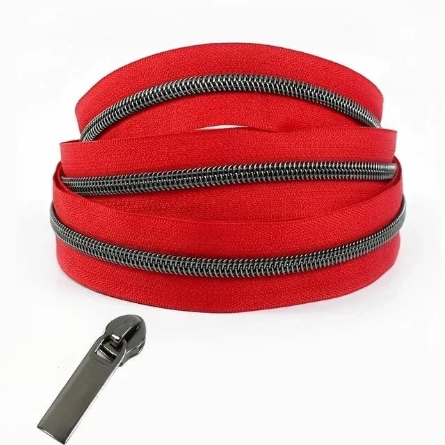 8/200Meters 5# Colorful Nylon Zipper Tapes GunBlack Tooth Coil Zip Tailors for Bags Garment Repair Kit DIY Sewing Accessories